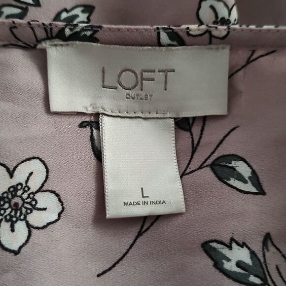 Loft Outlet sheer light mauve floral tunic  blouse Sz L - Picture 5 of 5